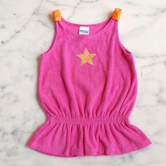 Cotton Blended Tank Top with shoulder decor, front star and waist elastic. - Picture 3 of 4